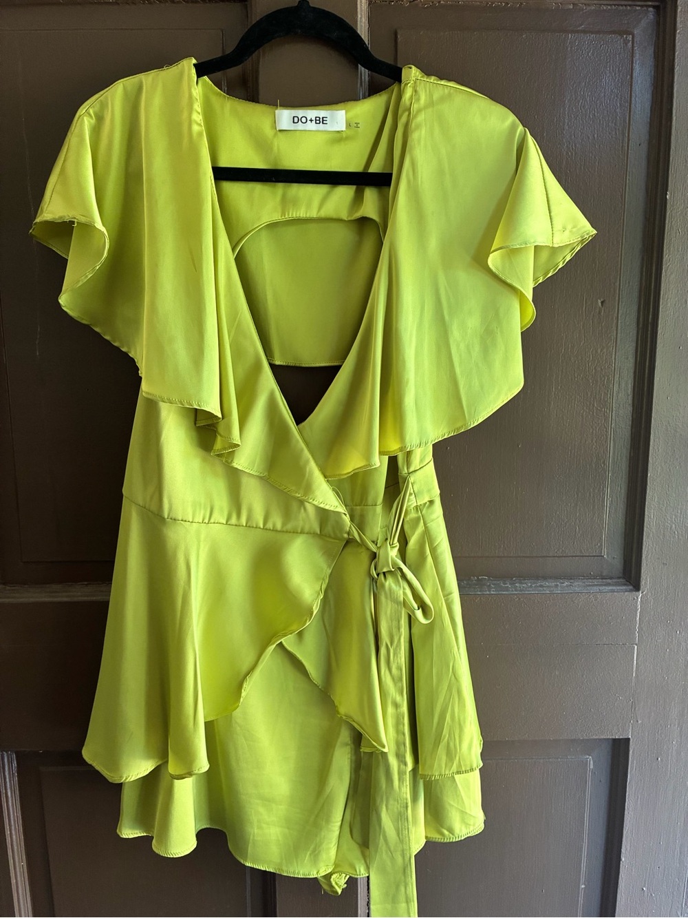 DO+BE Neon Lime Ruffle Wrap Romper